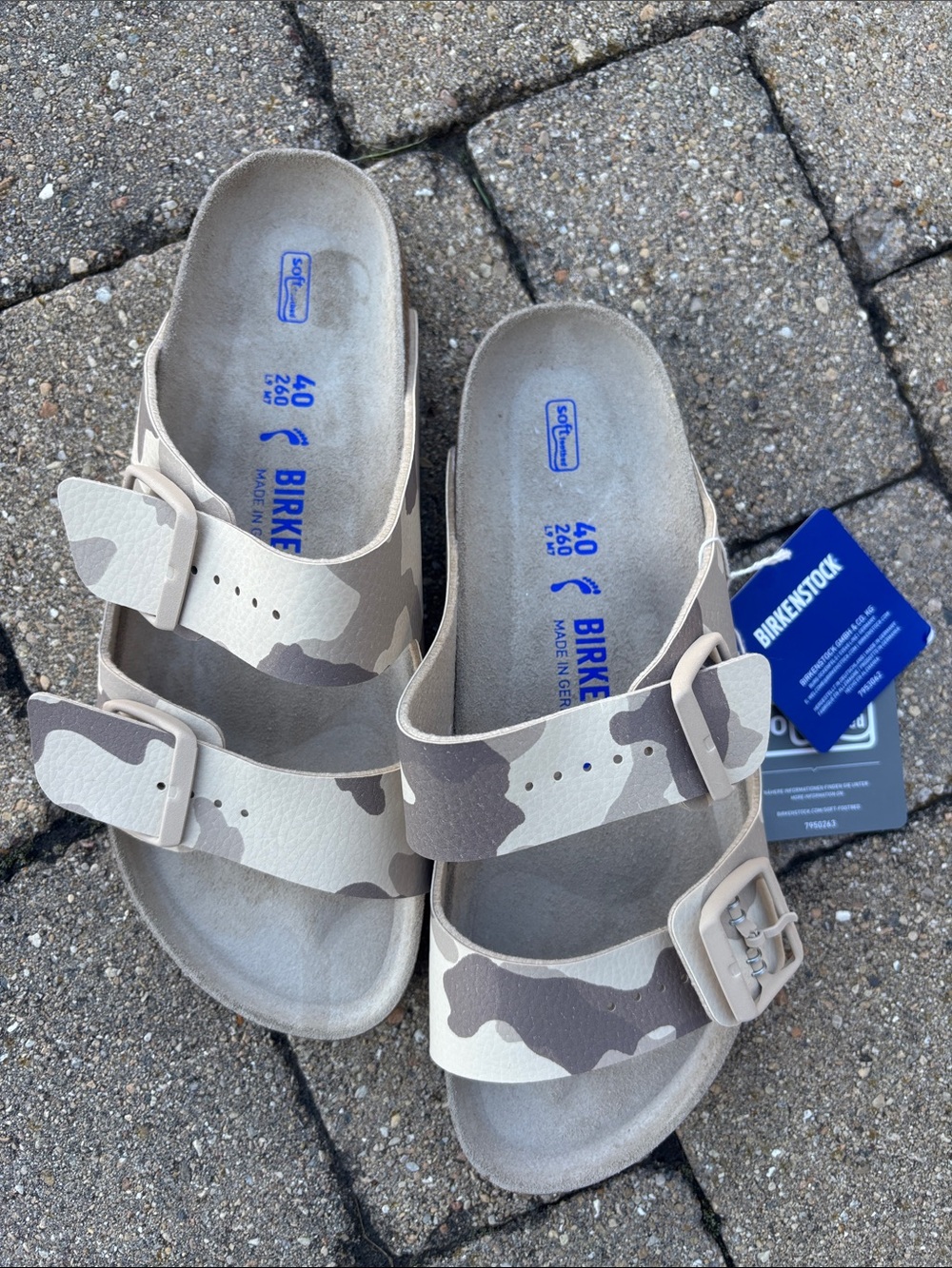 Birkenstock Neutral Camo Two-Strap Sandals - Adjustable Buckle Comfort - Picture 2 of 5